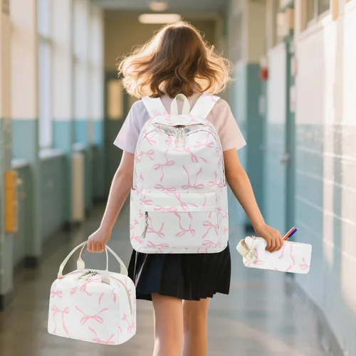 Miniatura 51 de Bluboon Juego de mochila para adolescentes, mochila escolar para niñas, lonchera y lápices, bolsas para estudiantes, 3 en 1, rosa-3 juegos, Escuela