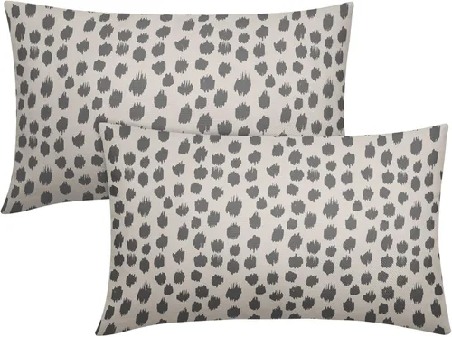 Miniatura 110 de Fundas de almohada marrón y blancas de 18 x 18 pulgadas, juego de 2 almohadas boho grises con lunares, fundas de almohada modernas estampadas