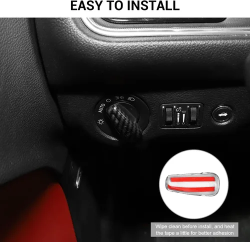 Miniatura 6 de Jimen para Dodge Challenger 2015+, para Dodge Charger 2010+, para Dodge Durango 2011+, Cubierta de botón de interruptor de faro de recorte