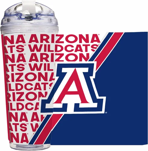 Miniatura 42 de Rico Industries Taza acrílica NCAA estándar de 24 onzas con tapa con bisagra, taza de doble pared oficialmente licenciada con pajita