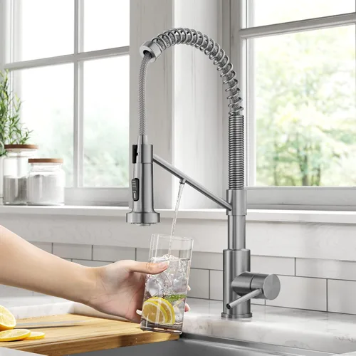 Miniatura 19 de Kraus Bolden 2-en-1 Grifo de cocina de estilo comercial con filtro de agua monomando extraíble para ósmosis inversa o sistema de filtración de agua