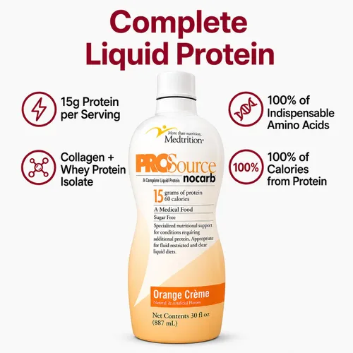 Miniatura 3 de Péptidos de colágeno líquido tipo I, III 0.53 oz de proteína por onza. Prosource NoCarb Orange Crème paquete de 4 botellas Medtrition