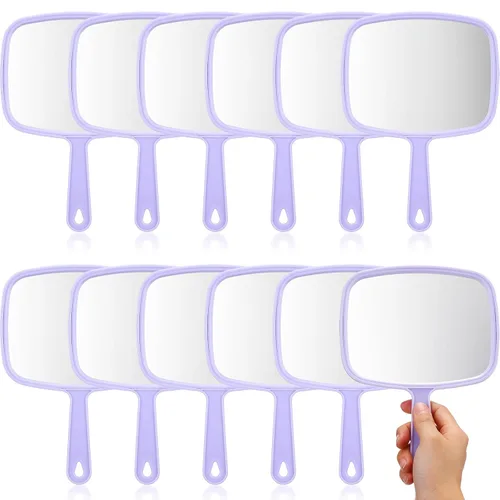 Miniatura 9 de Geetery 12 espejos de mano con asas, espejos de maquillaje de mano, montaje de pared a granel para mujeres, cosméticos, baño, hogar, peluquería