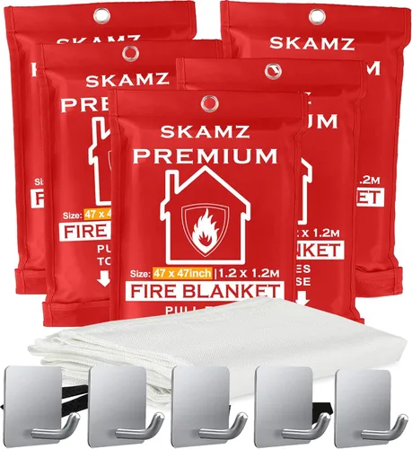 Miniatura 6 de SKAMZ Manta de emergencia premium para el hogar y la cocina, tamaño XL, 47.2 x 47.2 pulgadas, 4 paquetes de mantas de fibra de vidrio