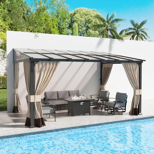 Miniatura 15 de Kullavik Gazebo de parrilla de techo rígido de 8 x 5 pies, gazebo para barbacoa al aire libre con techo de acero galvanizado y gancho de techo
