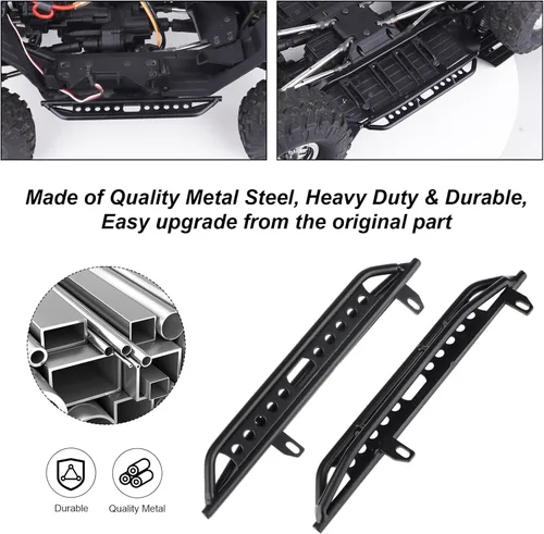 Miniatura 3 de Hobbypark Estribos de pedal lateral de metal placa de pie para escala 1/10 RC Crawler Car Axial SCX10 III AXI03007 Hop-ups Piezas de actualización