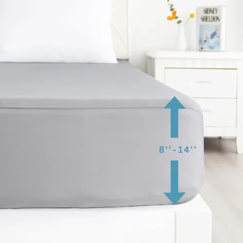 Miniatura 3 de Protector de colchón King impermeable, silencioso y de cobertura suave, funda de colchón tamaño King con sábanas ajustadas de bolsillo profundo