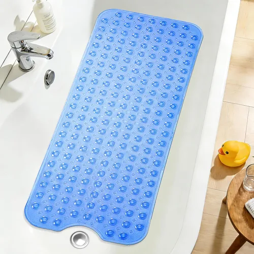 Miniatura 38 de Tapete de ducha negro antideslizante de 17 x 30 pulgadas, tamaño estándar, tapete de baño de burbujas suaves para ducha interior, tapete de baño