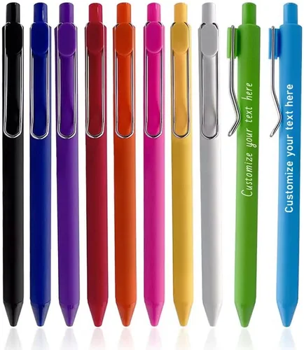 VOIV 100 bolígrafos personalizados con logotipo, bolígrafos grabados personalizados para oficina, iglesia, escuela, negocios, bolígrafos multicolor