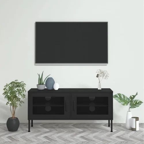 Miniatura 21 de Soporte de TV de metal de acero con almacenamiento, gabinete de TV de metal clásico, mesa consola de entretenimiento con estantes de almacenamiento