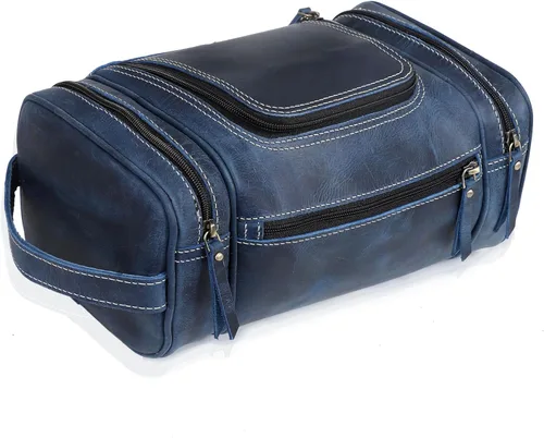 VC VINTAGE COUTURE Neceser de cuero para hombre, extra grande, neceser de cuero para hombre, para viajes, kit de cuero real para hombre, bolsa de