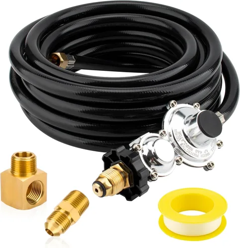 Miniatura 6 de Manguera de propano F273684 de 12 pies con regulador POL compatible con calentadores Mr Heater Big Buddy, manguera de calentador de propano sin