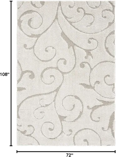 Miniatura 2 de SAFAVIEH Florida Shag Collection - Alfombra de área de 6 x 9 pies, color crema y beige, diseño de volutas, no desprende pelusa y fácil de limpiar