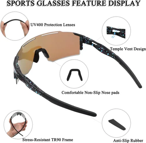 Miniatura 3 de Gafas de sol de ciclismo TR90 marco para hombres y mujeres, correr, ciclismo, deportes al aire libre.