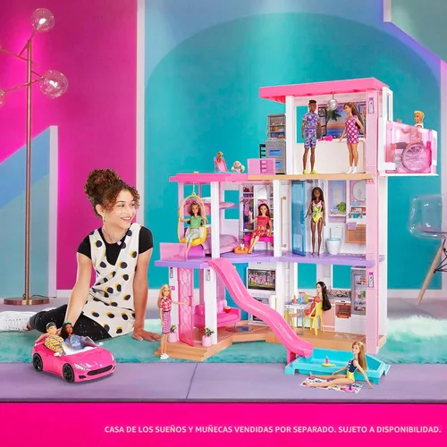 Miniatura 6 de Barbie Vehículo convertible de 2 plazas, coche rosa con ruedas giratorias y detalles realistas, regalo para niños de 3 a 7 años