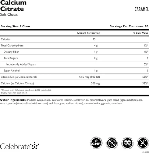 Miniatura 3 de Celebrate Vitamins Bariatric - Masticables suaves de citrato de calcio de 500 mg con 500 UI de vitamina D3, esencial para pacientes con bypass