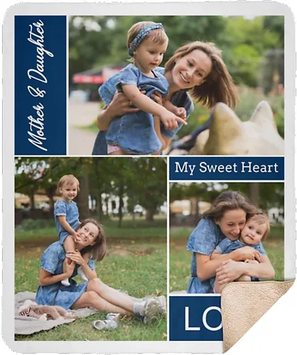 Miniatura 6 de Manta personalizada con collage de 3 imágenes a todo color. Personalizado de tus fotos y apellido. Manta de forro polar súper suave para bebés