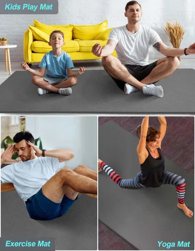 Miniatura 5 de Extra Long & Wide Thick Yoga Mat for Tall Men & Women, 84'' x 32'' x 7mm Oversized Yoga Mat Double-Sided Non Slip, Pro TPE Yoga Mats with Strap Gris