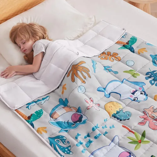 Miniatura 38 de anfie - Manta con peso para niños (40 x 60 pulgadas, 7 lb), manta refrescante para dormir, tamaño de manta ligera, transpirable, con cuentas de Gris