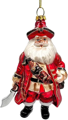 Miniatura 34 de Adorno de cristal soplado a mano de Papá Noel de safari aventurero, decoración navideña temática de viaje de explorador africano de la selva