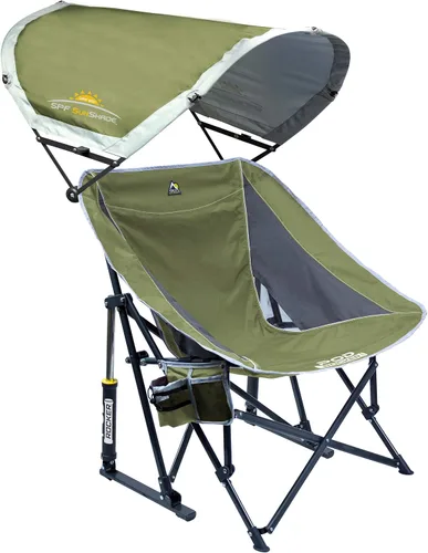 Miniatura 15 de GCI Outdoor - Mecedora plegable estilo sling para exteriores con portavasos y bolsillo para teléfono Rojo