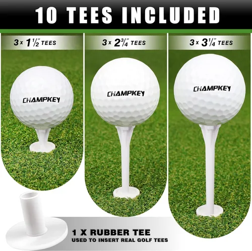 Miniatura 6 de CHAMPKEY Alfombrilla de Golf de Doble Césped Viene con 9 Tees de Golf y 1 Tee de Goma Alfombrilla de Práctica de Golf con Respaldo de Goma