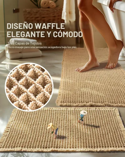 Miniatura 3 de Furicher Juego de alfombras de baño grandes con diseño de gofre, antideslizantes, ultra absorbentes, para decoración de baño, juego de alfombras