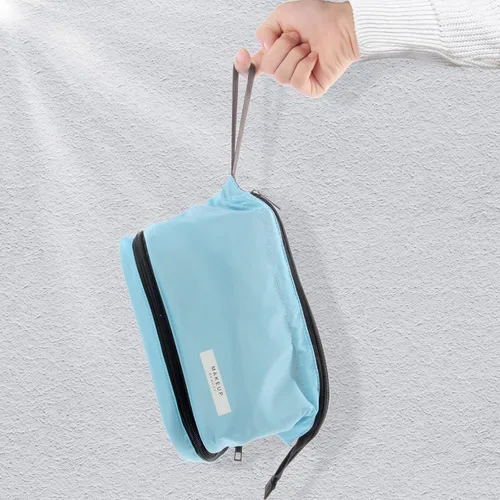 Miniatura 5 de Bolsa de maquillaje de doble capa, bolsa de cosméticos de gran capacidad, bolsas organizadoras de maquillaje de viaje, bolsa de aseo portátil