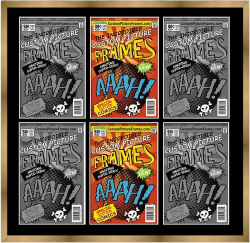 Miniatura 59 de Marco de cómic negro con alfombrilla negra para cómics de la Edad Dorada