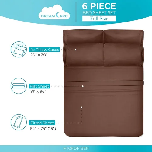 Miniatura 253 de DREAMCARE Juego de sábanas Queen – 6 piezas Sábanas de enfriamiento – hasta 15” Sábanas profundas tamaño Queen – Colección 2500 Supreme – Extra 03