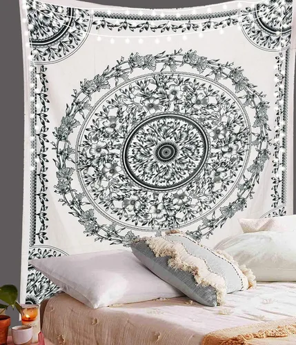 Miniatura 9 de ANJANIYA Tapiz floral para colgar en la pared, tapiz indio, decoración de dormitorio, tapiz de mandala, hippy, arte de pared psicodélico, hippie