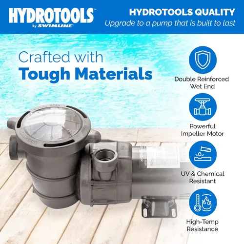Miniatura 2 de SWIMLINE HYDROTOOLS Bomba de motor de piscina sobre el suelo, Hydro-Flo 1 HP con 5280 GPH, vertical