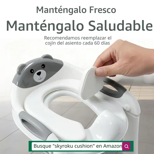 Miniatura 7 de SKYROKU - Asiento de inodoro mejorado para niños y niñas, para entrenamiento de baño, almohadilla antideslizante para protección contra