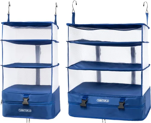 Miniatura 8 de TABITORA - Estantería portátil y plegable de gran capacidad con ganchos para colgar, ideal como almacenamiento para viajes