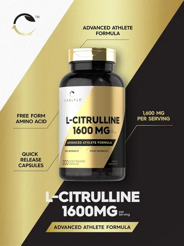 Miniatura 4 de Carlyle L Citrulina 1600mg 200 cápsulas para hombres y mujeres Fórmula avanzada para atletas Suplemento sin OMG y sin gluten