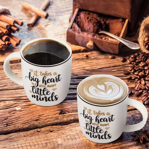 Miniatura 5 de Quimoy Taza de café con texto en inglés "It Takes A Big Heart", regalos inspiradores para profesores, taza de agradecimiento para graduación