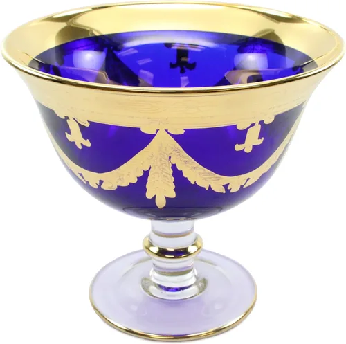 Miniatura 2 de Italian Collection Crystal Campana - Cuenco para centro de mesa, borde de oro de 24 quilates, patrón de lujo vintage