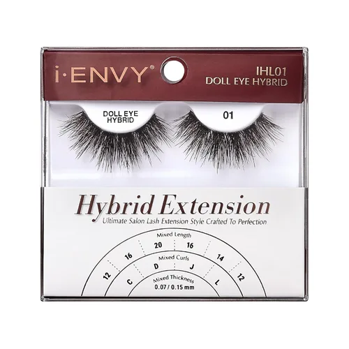 Miniatura 8 de i-ENVY - Pestañas postizas de extensión, pestañas híbridas transparentes invisibles, con aspecto natural, volumen mixto, rizos, pestañas postizas