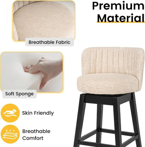 Miniatura 6 de COCO DESIGN - Juego de 2 taburetes de bar giratorios, 24" de altura del asiento, taburetes de bar de estilo moderno de mediados de siglo