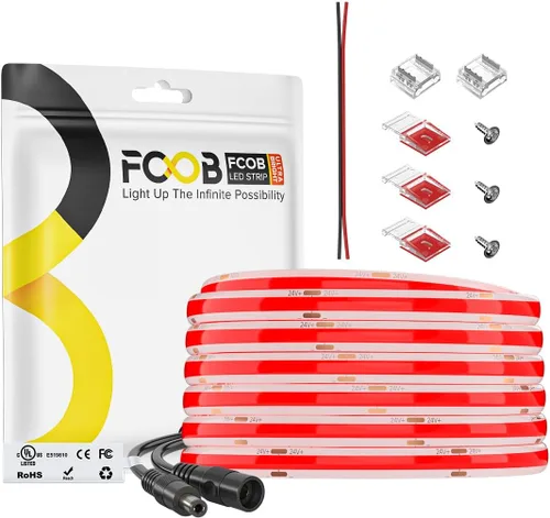 Miniatura 29 de Tira de luces LED COB DC24V de 16.4 pies, 6000 K, blanco frío, 320 LED, flexible, de alta densidad, uniforme, brillante, 9W/m, CRI90+ regulable