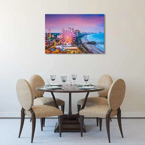 Miniatura 3 de Myrtle Beach - Arte de pared con diseño de horizonte de la ciudad de Carolina del Sur, Estados Unidos, para oficina, sala de estar, dormitorio