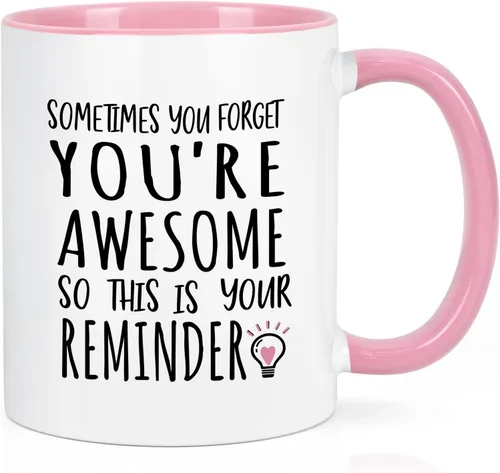 YHRJWN - Taza de café Sometimes You Forget You're Awesome - Regalos inspiradores de amistad de cumpleaños para mujeres, compañeras de trabajo,