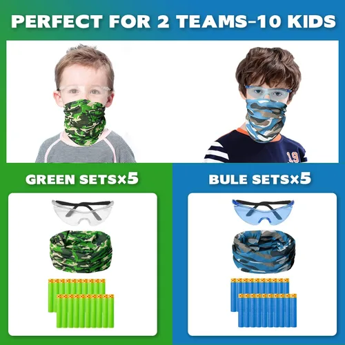 Miniatura 2 de Suministros de fiesta compatibles con Nerf - Paquete de 10 pistolas de cumpleaños para niños, decoración de guerra, máscaras faciales y gafas, 200