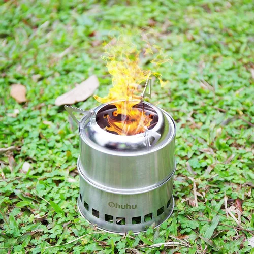 Miniatura 9 de Estufa de leña portátil de acero inoxidable ideal para campamentos Ohuhu