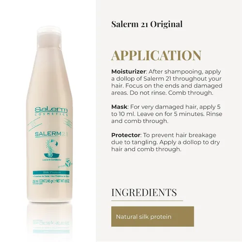 Miniatura 4 de SALERM - Acondicionador Instantáneo de Cabello 21 Proteína de Seda - 250 ml - Acondicionador de Uso Continuo o para Enjuague - con Proteínas de Seda