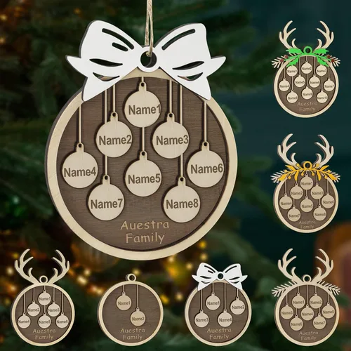 Miniatura 33 de Adornos de Navidad personalizados, familia de 1 nombre, adornos de Navidad de madera personalizados, decoración personalizada, decoración de árbol