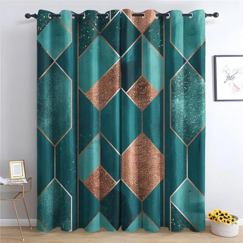 Miniatura 12 de Cortinas hexagonales blancas y negras, cortinas opacas geométricas para dormitorio, cortinas de ventana modernas, cortinas abstractas llamativas