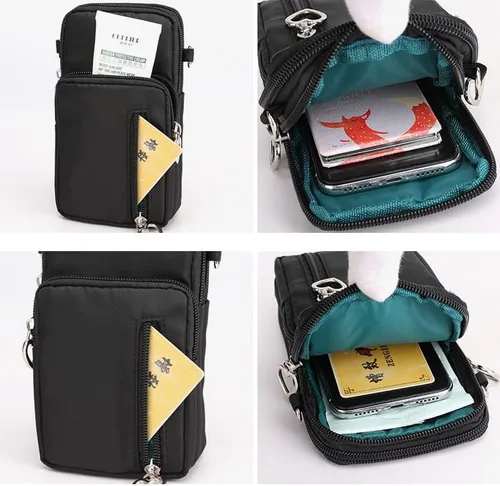 Miniatura 3 de Bolso bandolera espacioso para teléfono celular para iPhone 17 16 Pro Max Samsung Galaxy S25 S24 Ultra A15 A16 A17 (negro)
