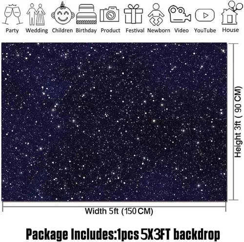 Miniatura 5 de HQM Telones de fondo de fotografía estrellada del universo del espacio del cielo nocturno para niños, niños o niñas, decoración de fiesta