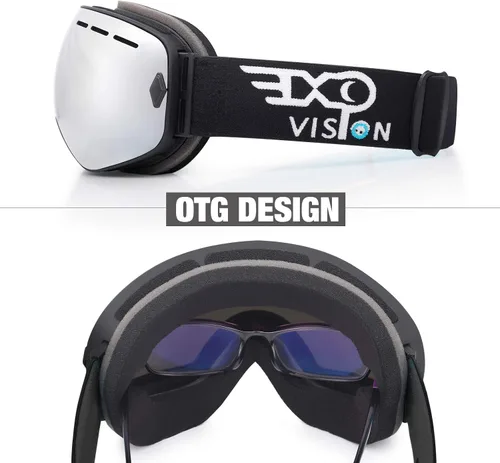 Miniatura 6 de EXP VISION Gafas de esquí de snowboard para hombres, mujeres y jóvenes, antiempañamiento OTG, gafas de nieve de invierno, lentes desmontables